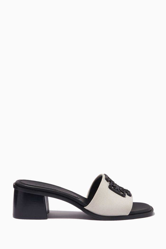 

Ines 55 Mid-Heel Slides in Leather, Black