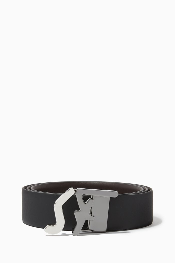 

SF Logo Reversible Belt in Calfskin, Black