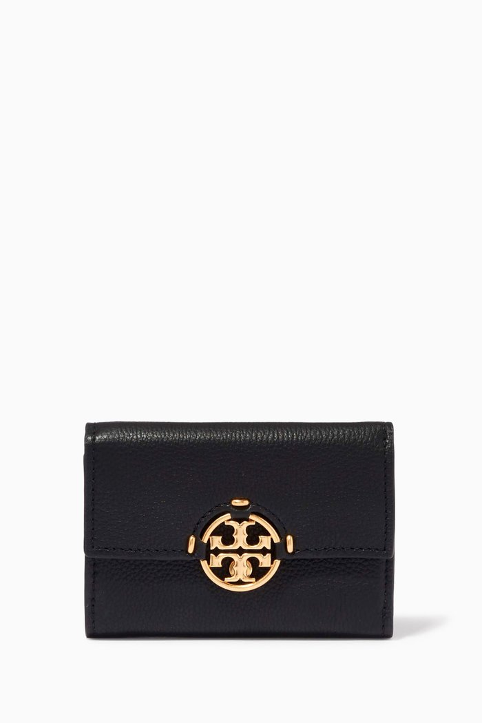 

Miller Medium Tri-fold Wallet in Grained Leather, Black