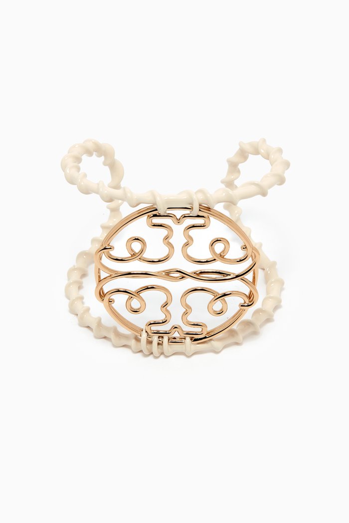 

Twisted Miller Cuff in Metal & Acetate, White
