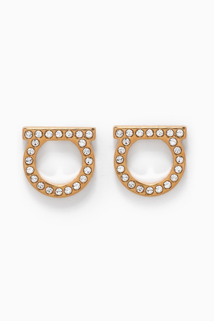 

Gancini Crystal Earrings, Gold