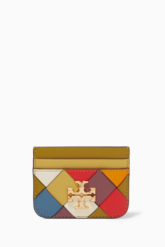 

Eleanor Card Case in Woven Leather, Red