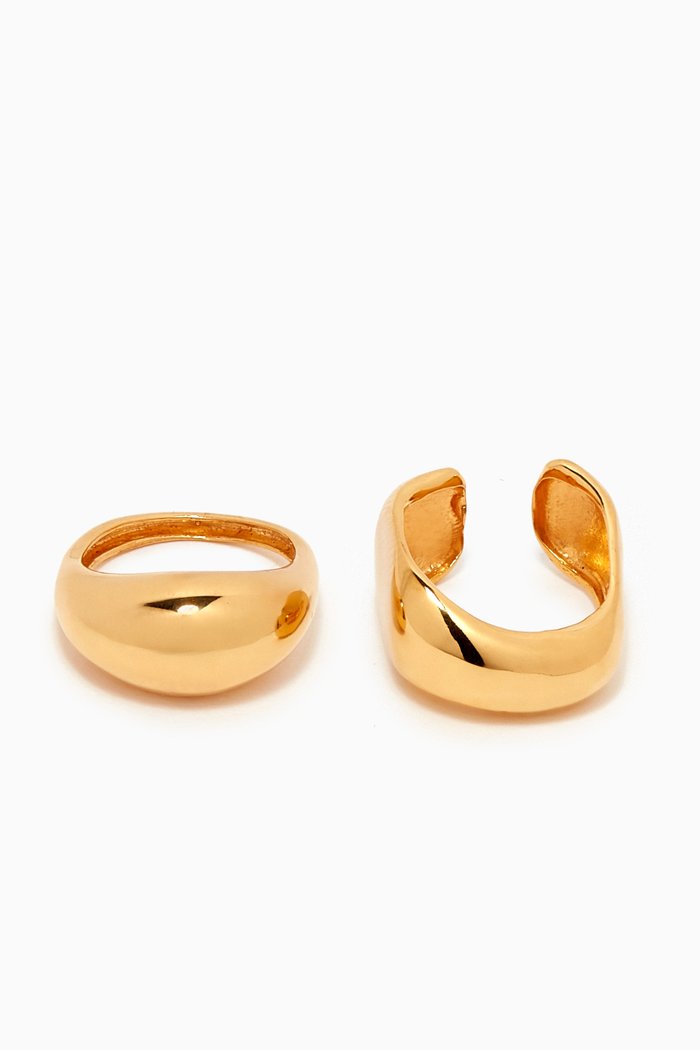 

Pebble Double Rings in 22kt Gold-plated Bronze, Set of 2