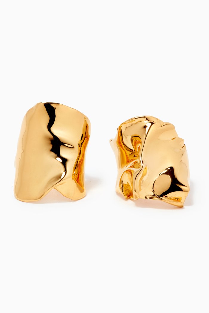 

Flow Combination Rings in 22kt Gold-plated Bronze, Set of 2