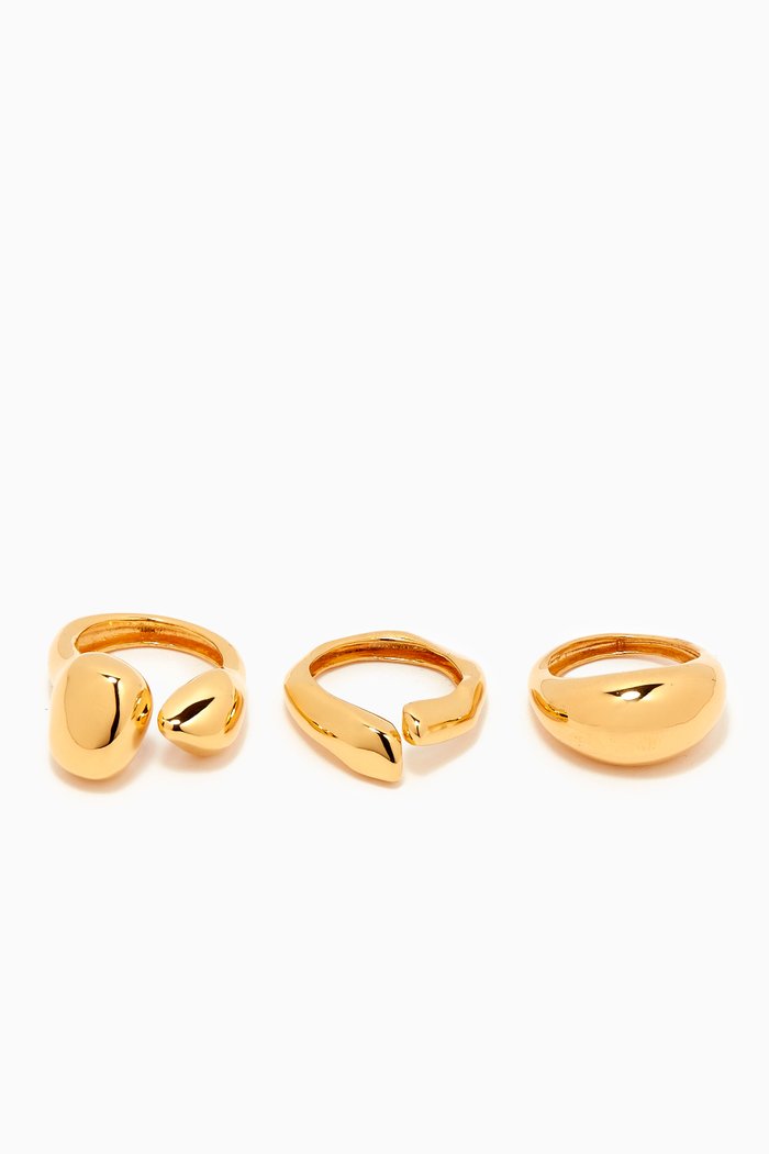 

Pebble Rings in 22kt Gold-plated Bronze, Set of 3