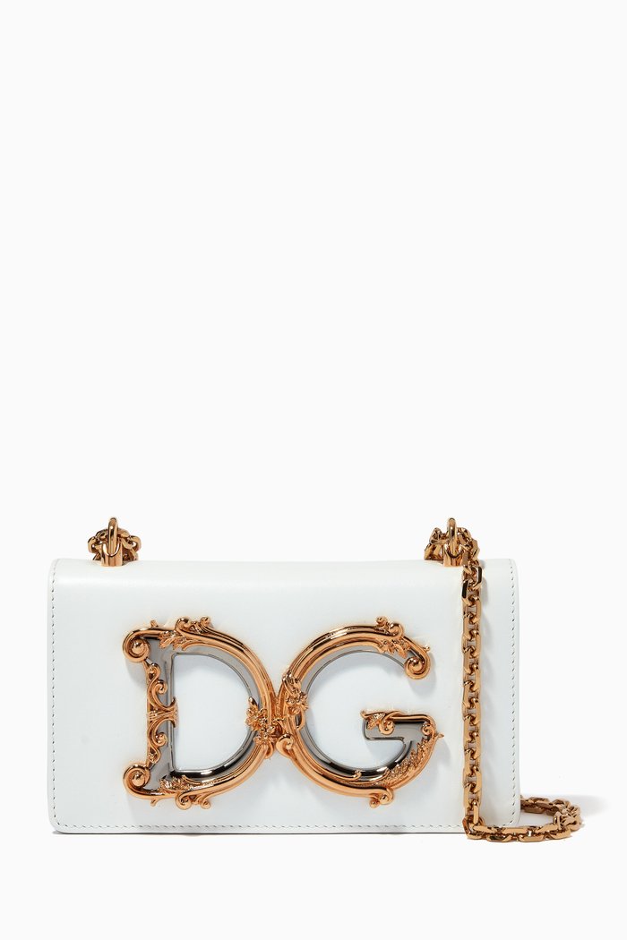 

DG Girl Shoulder Bag In Calfskin Leather, White