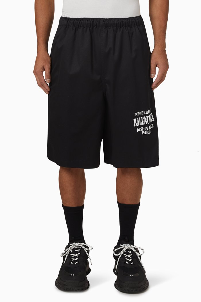

Baggy Shorts in Papery Cotton Twill, Black