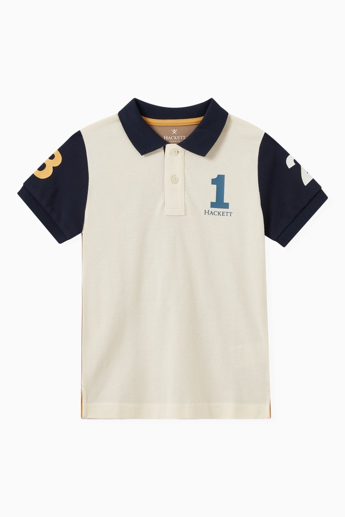 

Logo Number Polo T-shirt in Cotton, Neutral