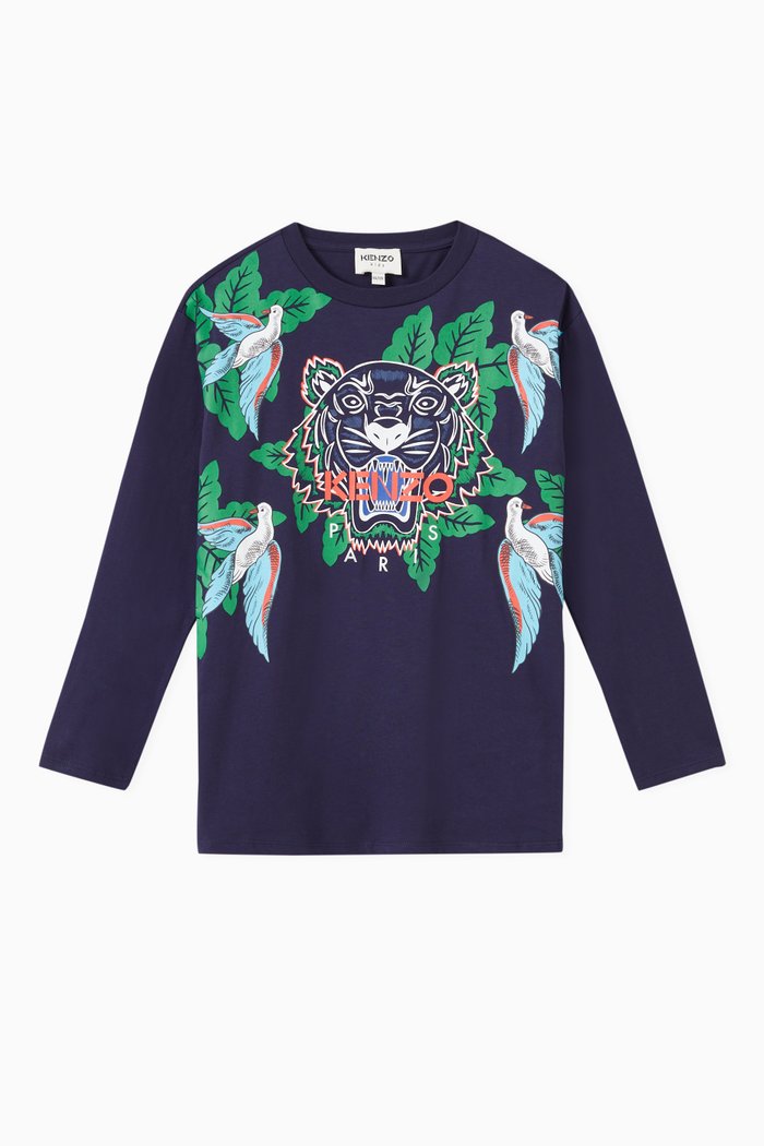 

Logo Long-sleeved T-shirt in Cotton, Blue