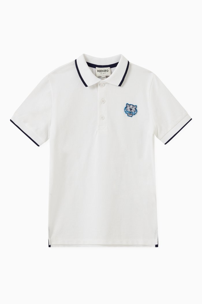 

Tiger Badge Polo in Cotton Pique, White