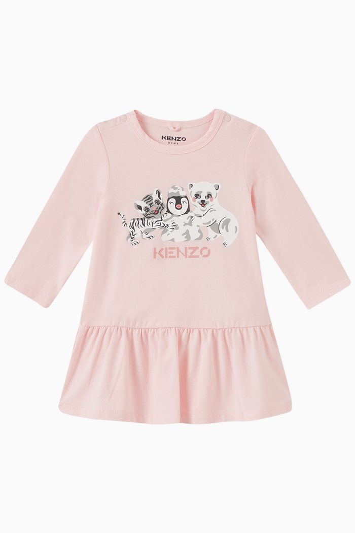 

Logo Animal Dress in Cotton, Pink