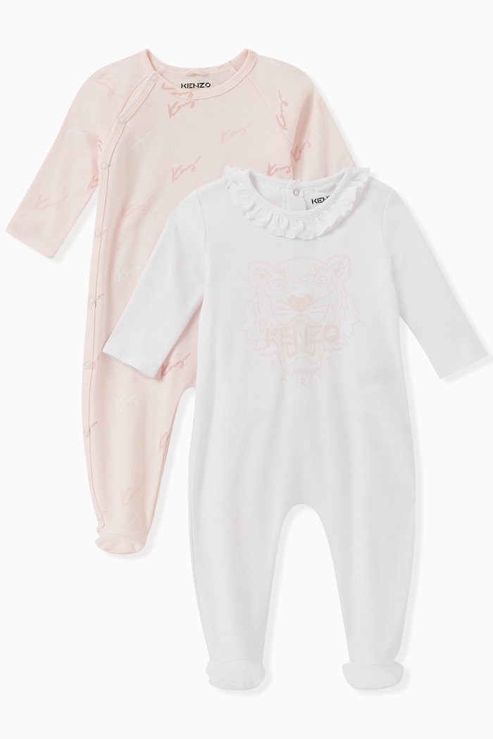 

Logo-print Sleepsuit in Jersey, Set of Two, Pink