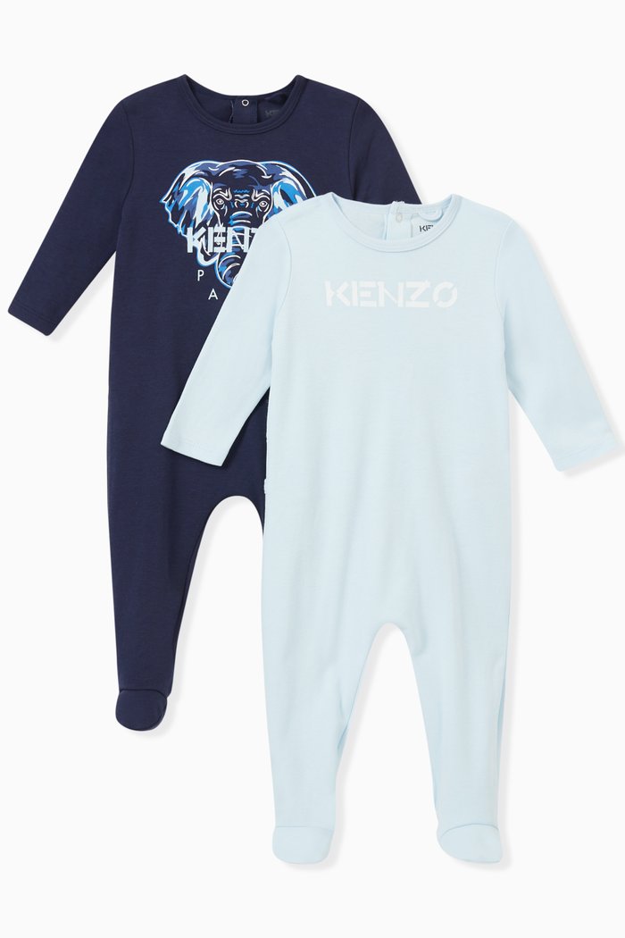 

Logo Bodysuit in Cotton, Set of 2, Blue