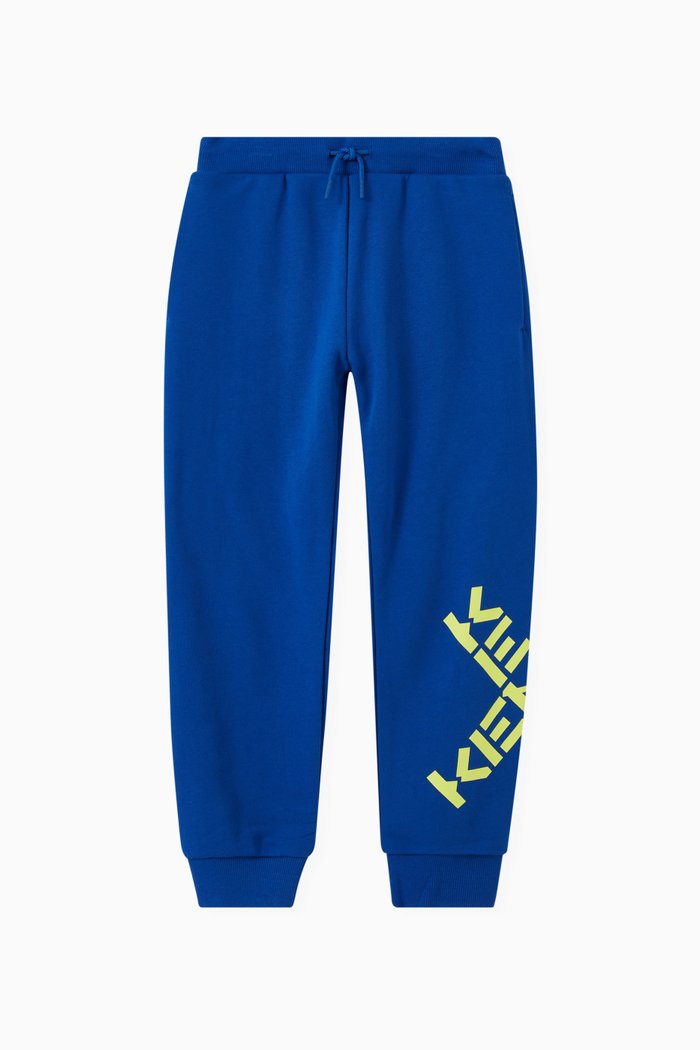 Logo Print Sweatpants in Cotton Blend, Blue