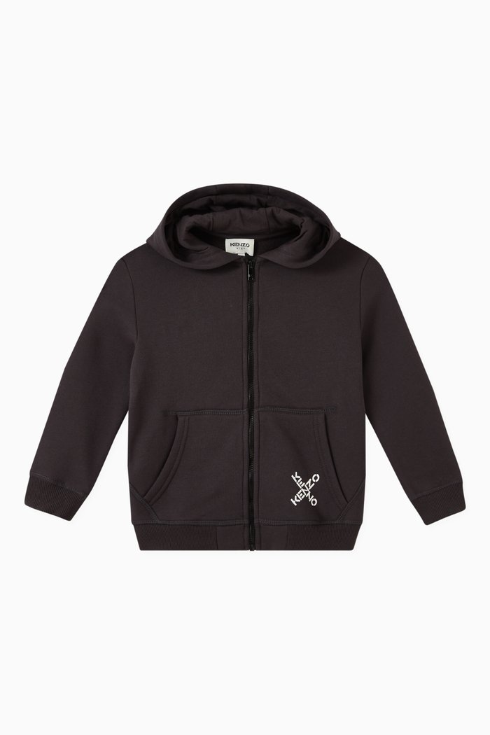 

Cross Logo Hoodie in Cotton-blend Jersey, Grey