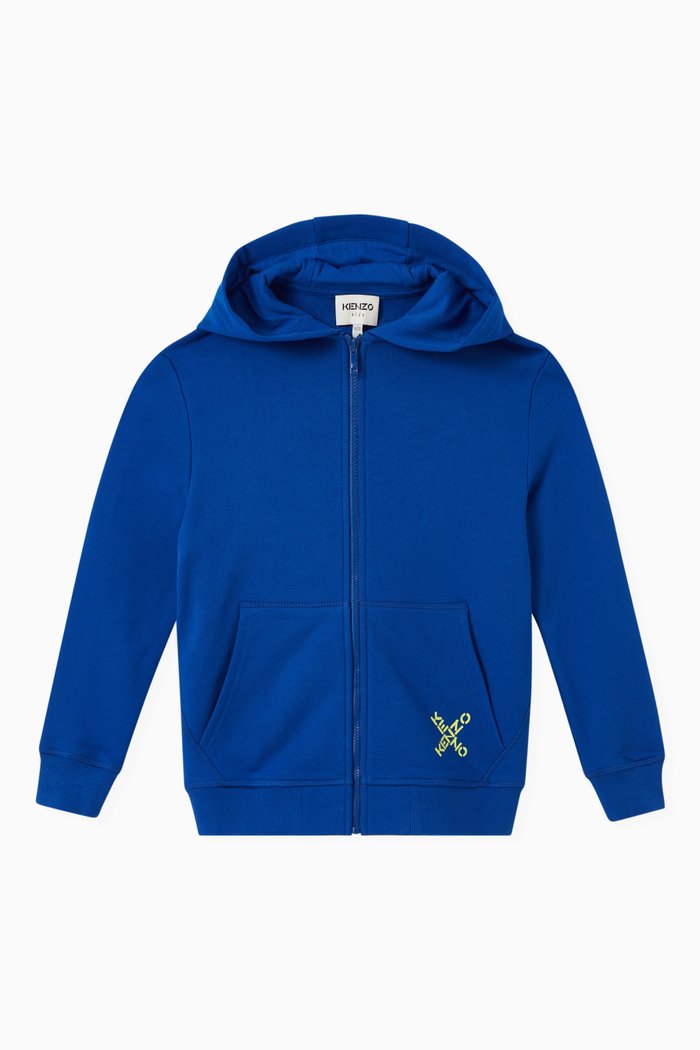

Logo Print Hoodie in Jersey, Blue