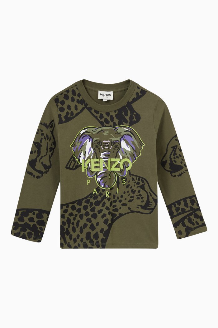 

Elephant & Leopard Print T-shirt in Cotton, Neutral
