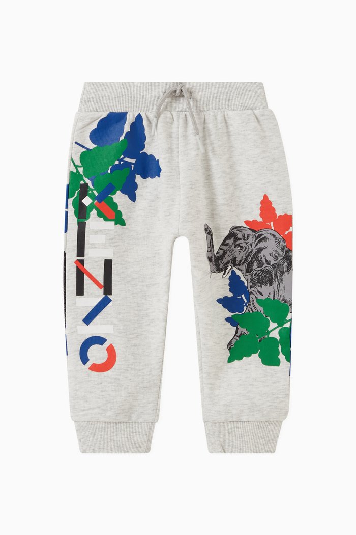 

Graphic Print Sweatpants in Cotton Blend, Grey