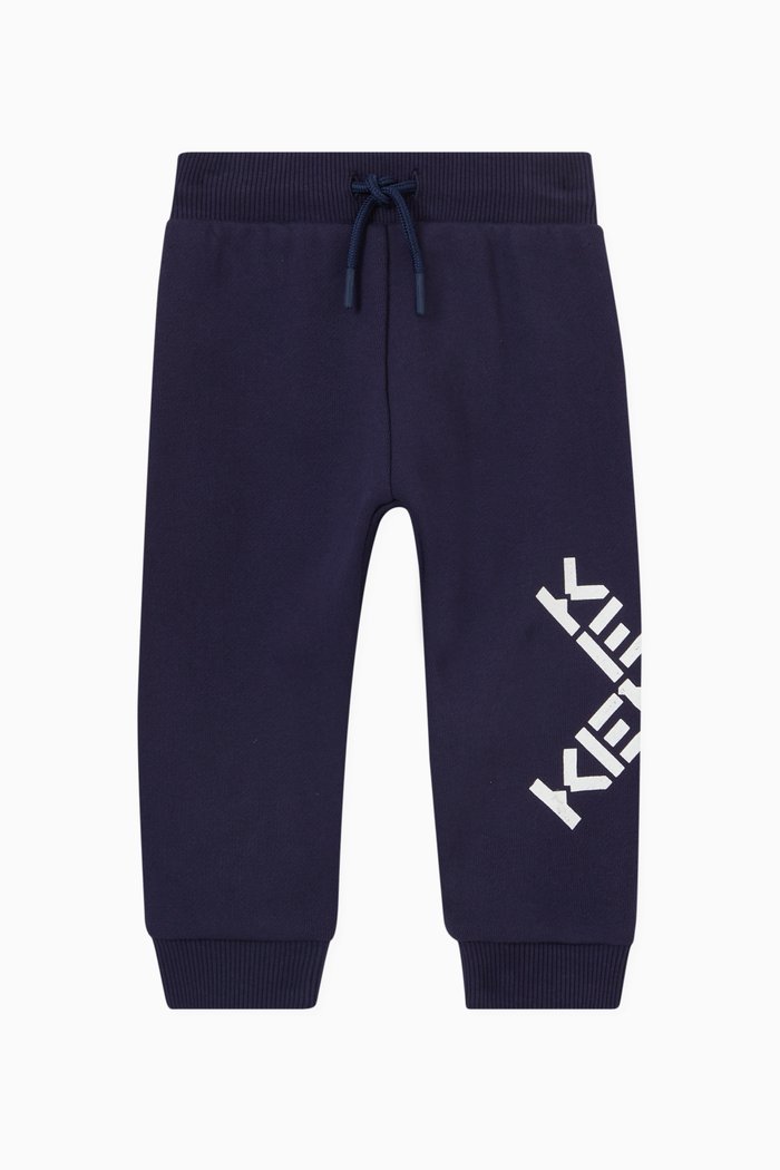 

Cross Logo Print Sweatpants in Fleece, Blue