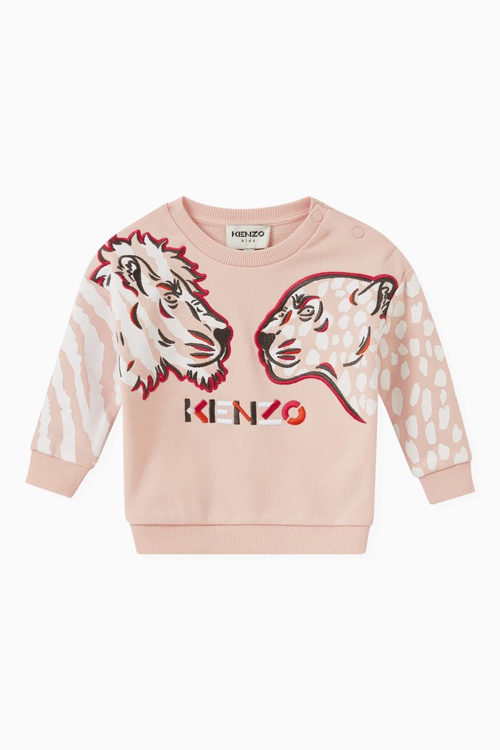 

Tiger & Friends Print Sweatshirt in Fleece, Pink
