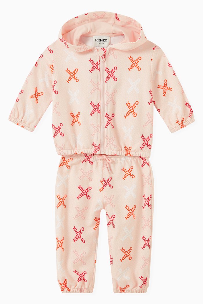 

Cross Print Tracksuit, Set of Two, Pink