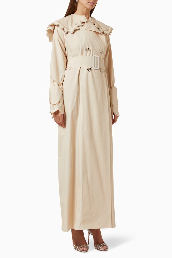 Double-breasted Coat Dress in Textured Fabric, Neutral