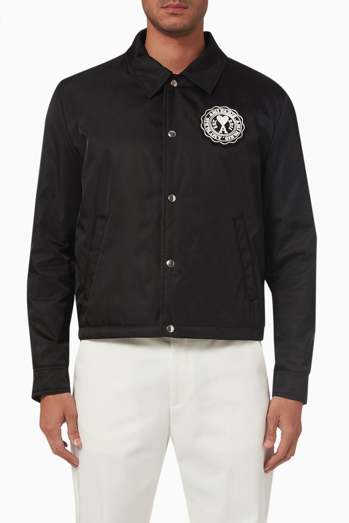 

Ami De Cœur Patch Coach Jacket in Nylon-canvas, Black