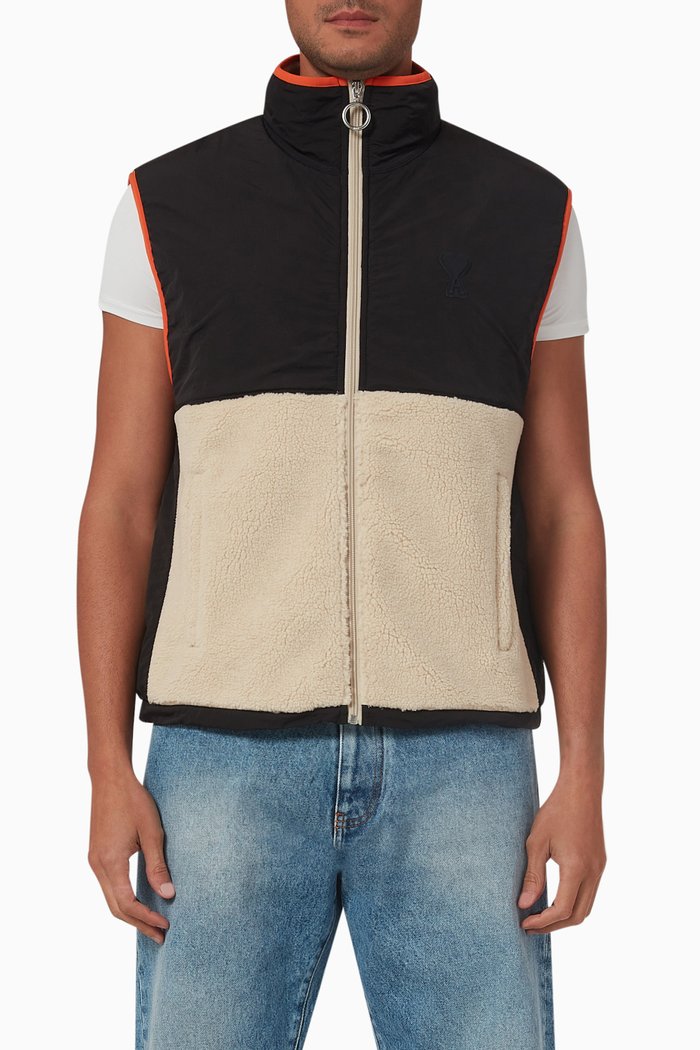 

Ami De Cœur Sleeveless Jacket in Fleece & Nylon-canvas, Multicolour