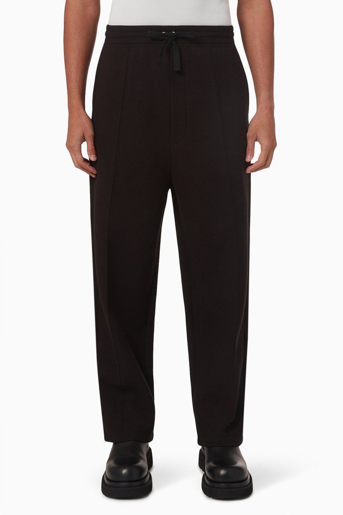 

Elasticated-waist Pants in Wool-viscose Canvas, Black