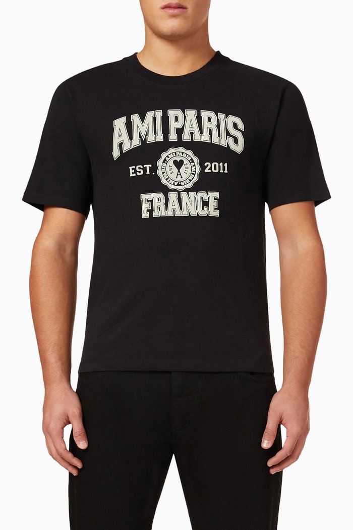

Paris France Oversized T-shirt in Organic Cotton, Black