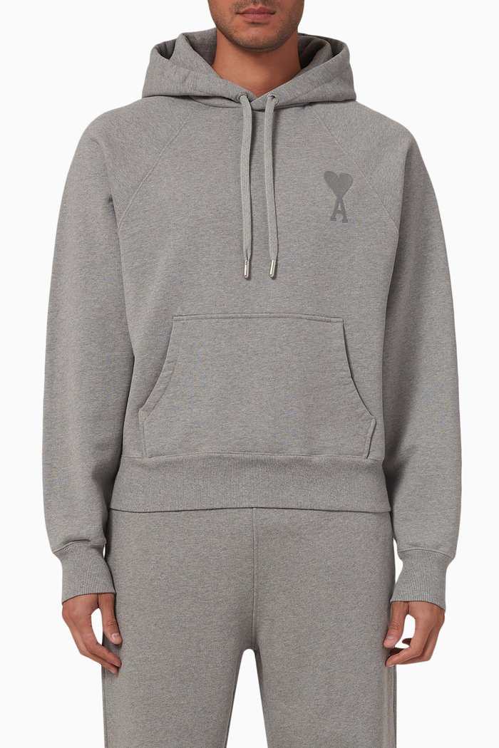 

Logo Hoodie in Cotton Fleece, Grey