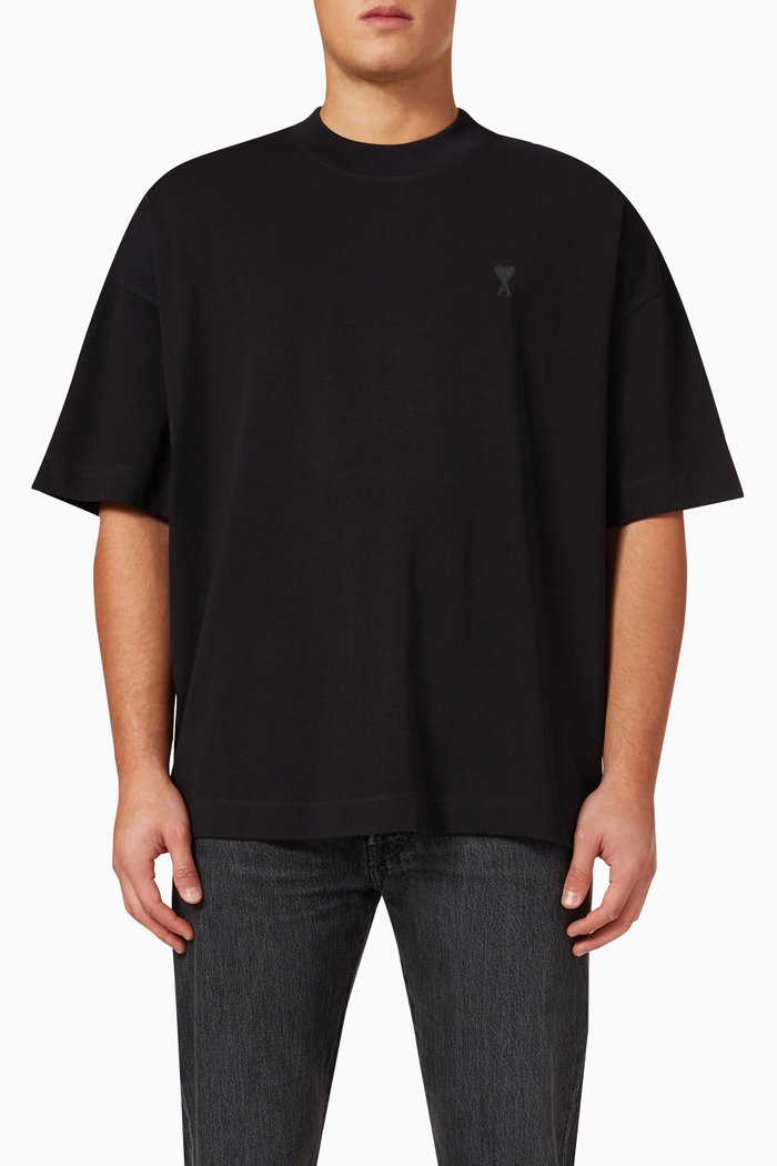 Logo Oversized T-shirt in Cotton, Black