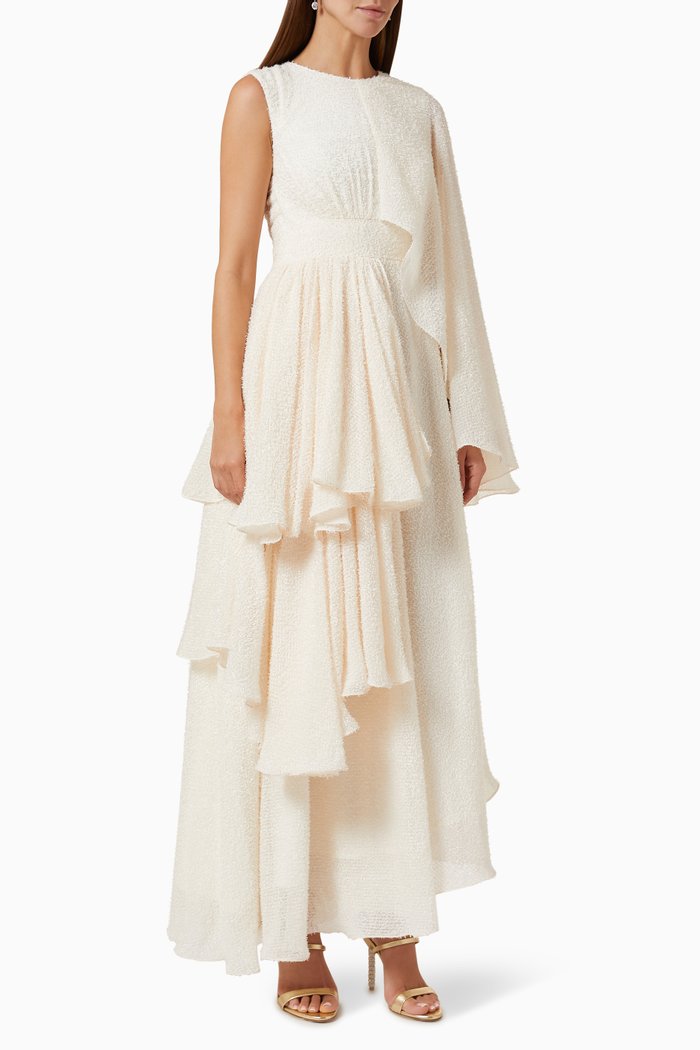 

Feather Draped Dress, Neutral