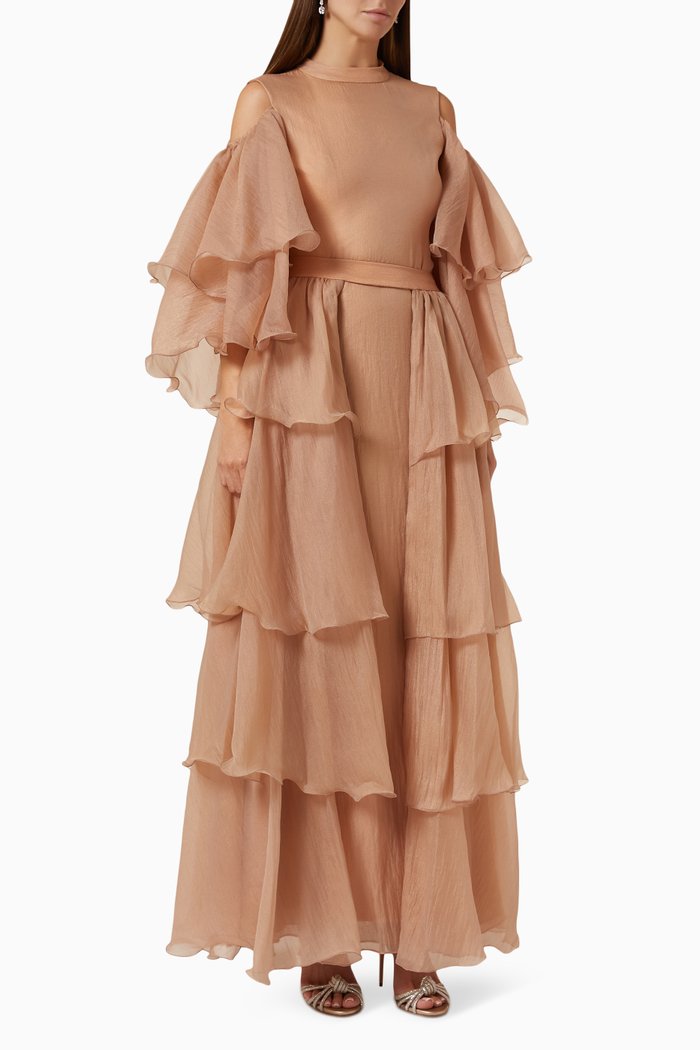 

Tiered Ruffle Dress, Neutral