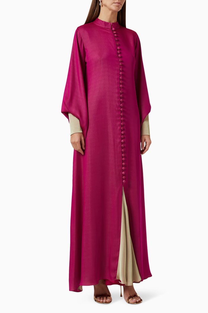 

Contrast-Under Layer Buttoned Kaftan, Pink