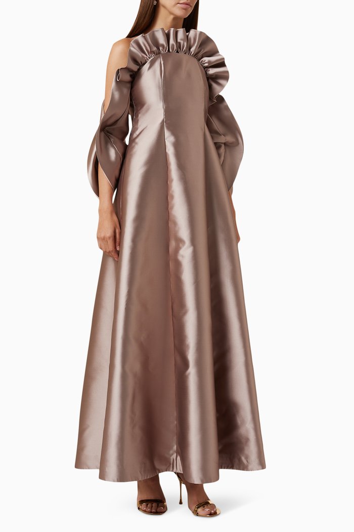

Ruffled Bodice Maxi Dress, Neutral