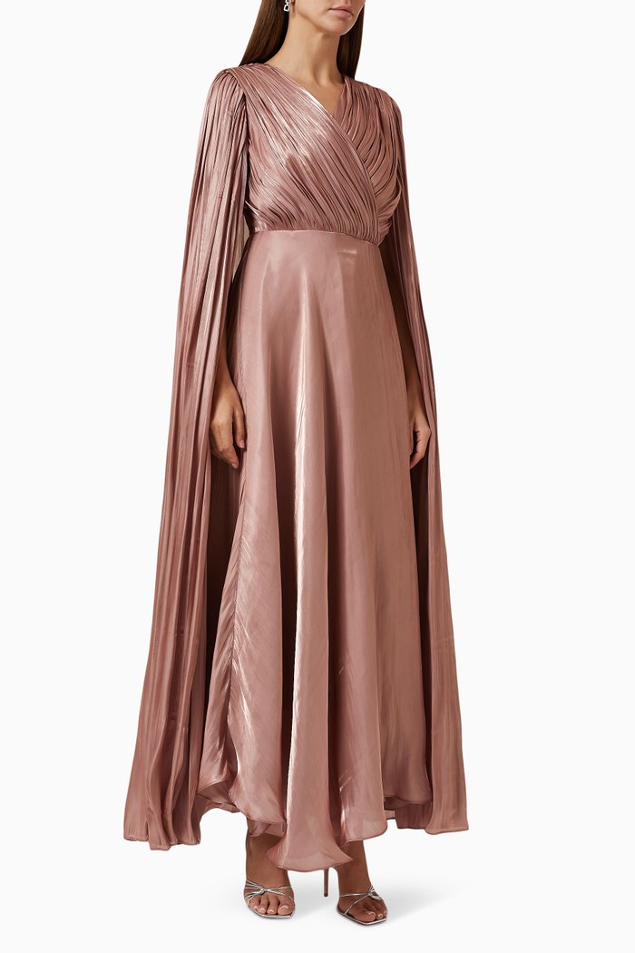 Pleated Cape Dress, Pink