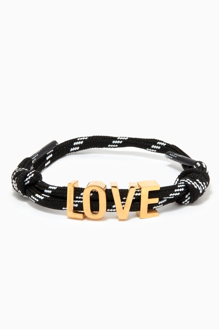 

LOVE Cord Bracelet in Brass & Cotton, Black