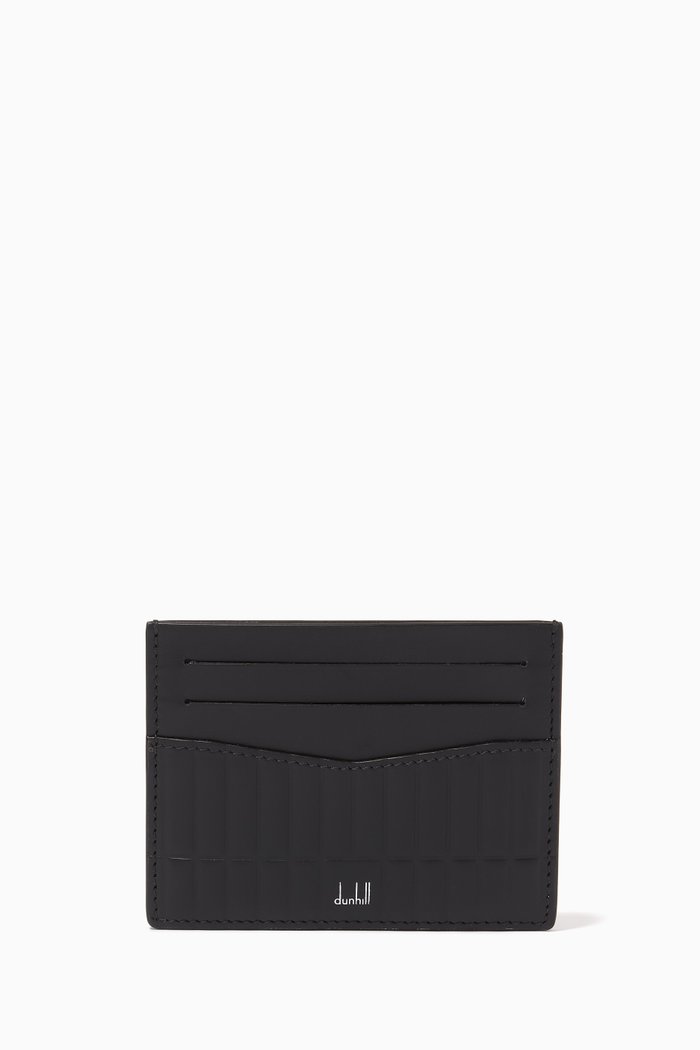 

Rollagas Quilted Card Case in Grained Leather, Black