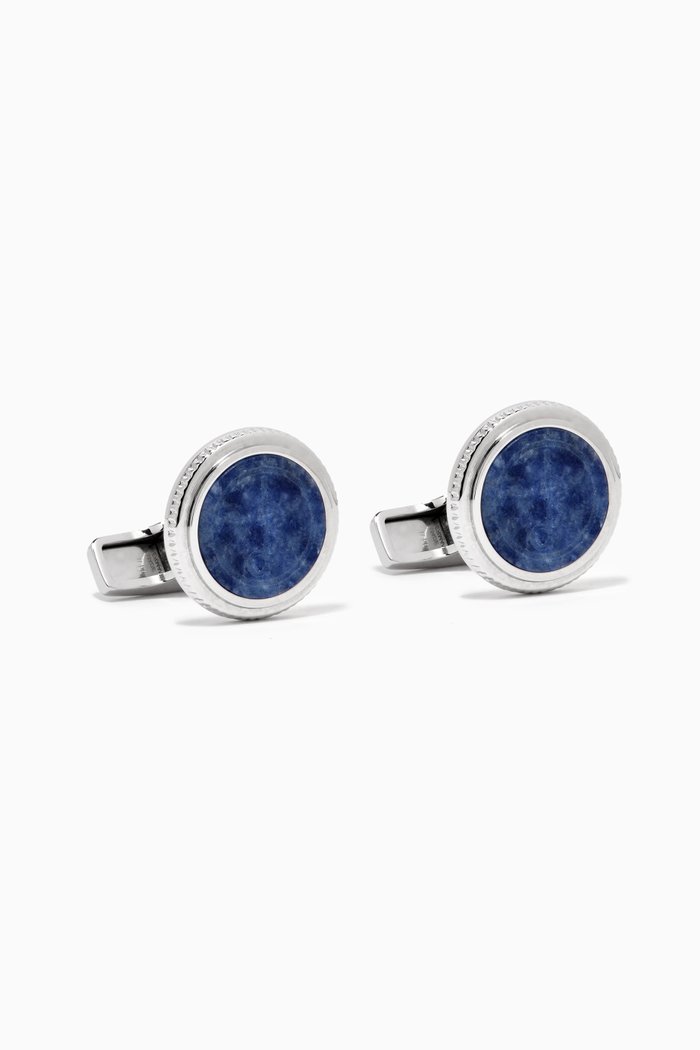 

"d" Sil Sodalite Cufflinks in Sterling Silver, Blue