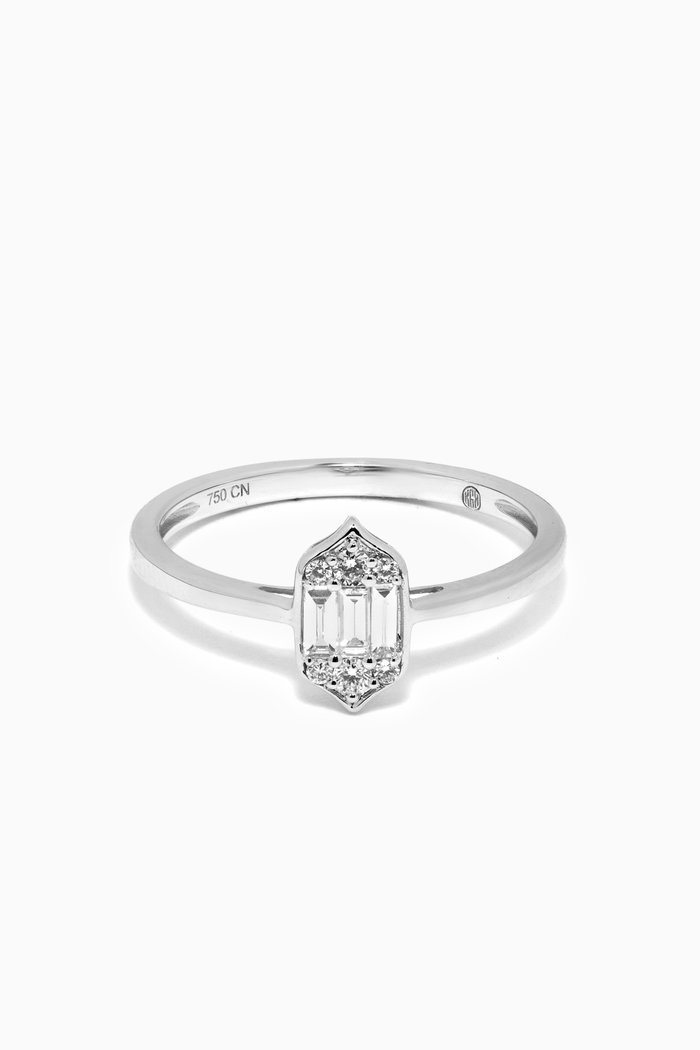Palace Baguette Diamond Ring in 18k White Gold