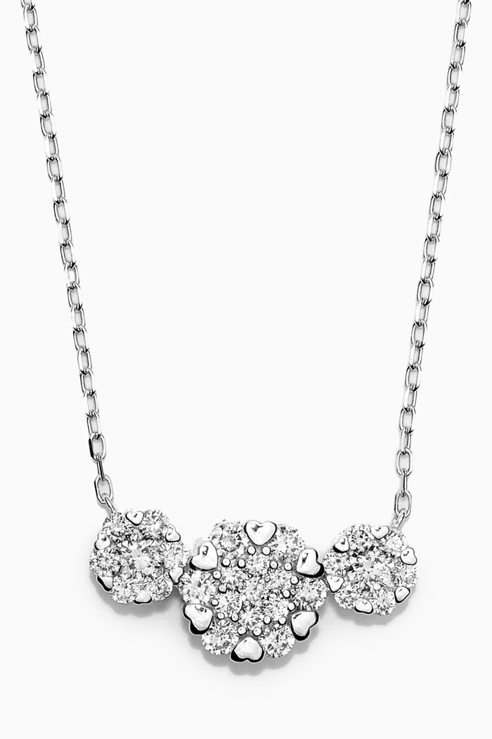 

Heart to Heart Three Diamond Necklace in 18kt White Gold