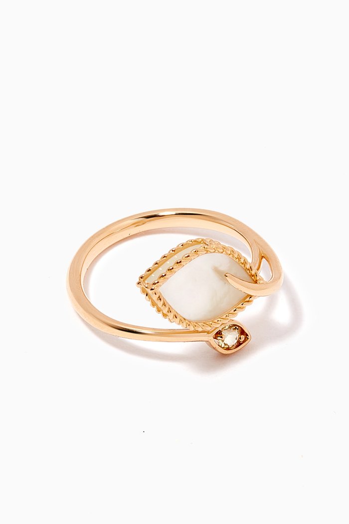 Farfasha Foglia Mother of Pearl Ring in 18k Rose Gold