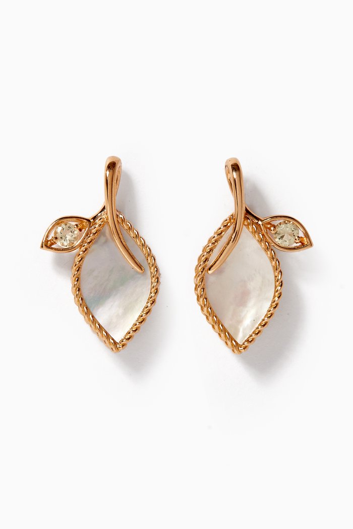 Farfasha Foglia Mother of Pearl Earrings in 18k Rose Gold