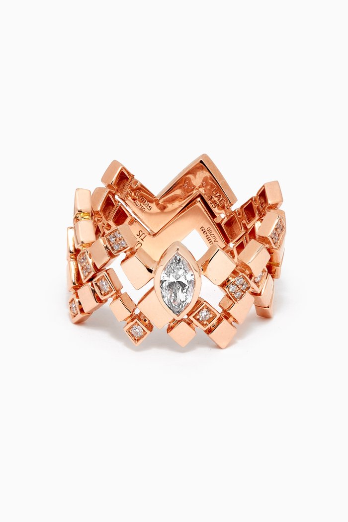 

Glacial Frost Diamond Stack Ring in 18kt Rose Gold, Set of 2