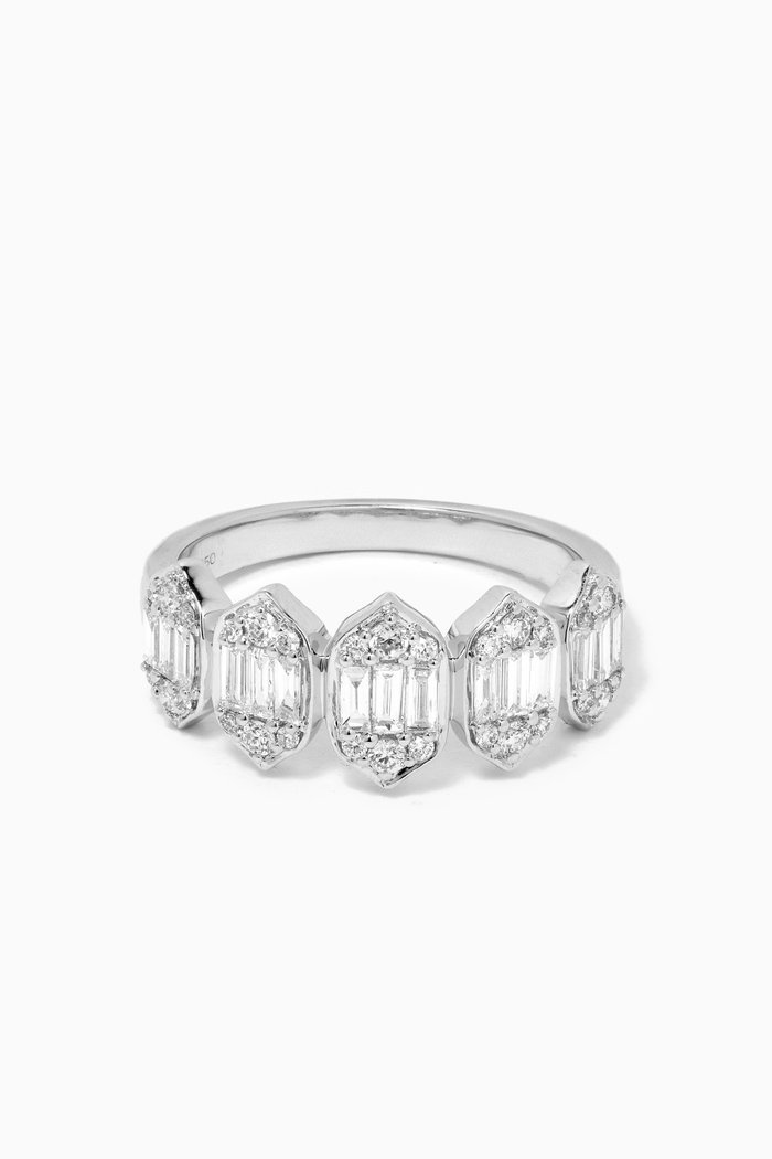 Palace Baguette Five Diamond Ring in 18kt White Gold