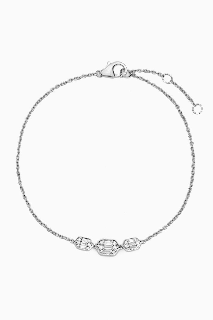 

Palace Baguette Three Diamond Bracelet in 18kt White Gold