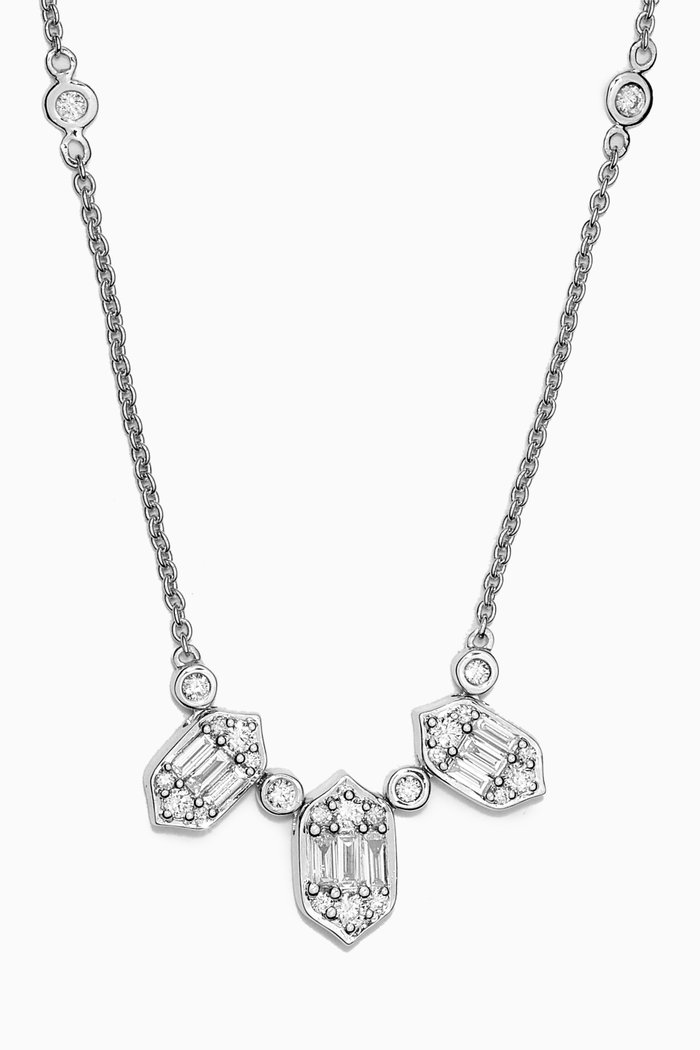 

Palace Baguette Three Diamond Necklace in 18kt White Gold