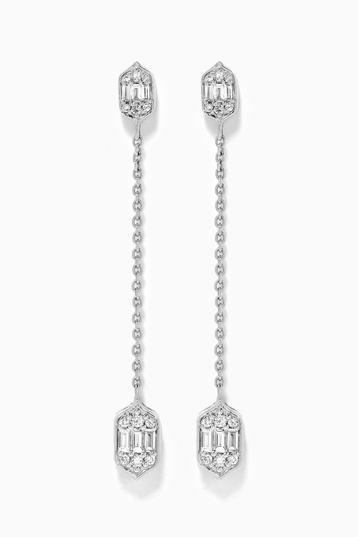 

Palace Baguette Diamond Drop Earrings in 18kt White Gold