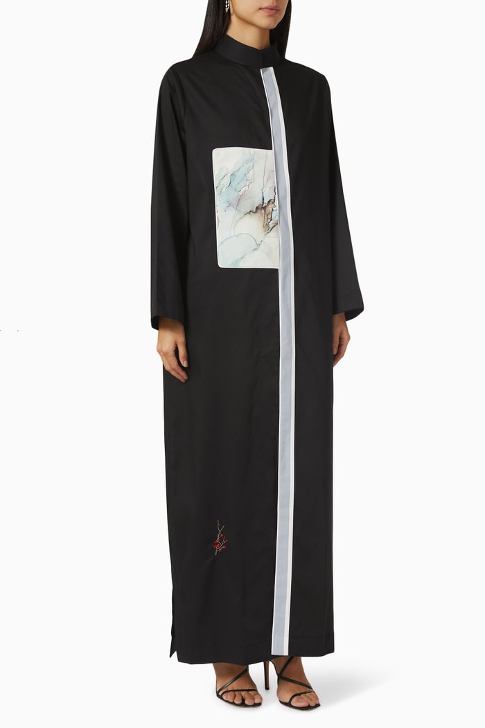 

Art Panel Abaya in Tencel, Black